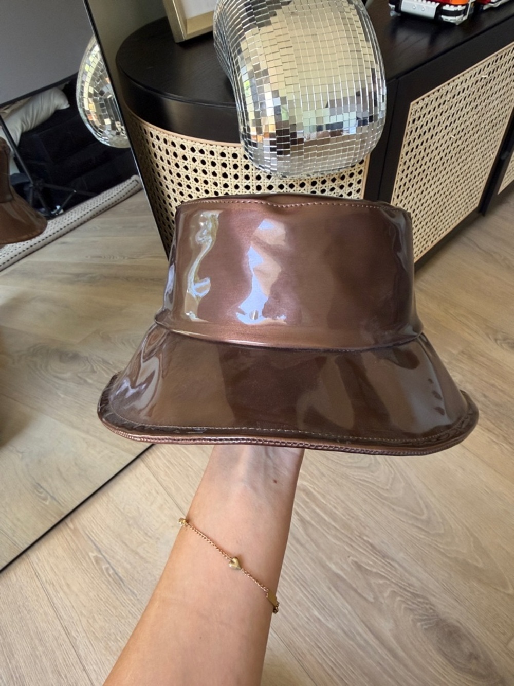 ASN Patent Brown Vinyl Bucket Hat